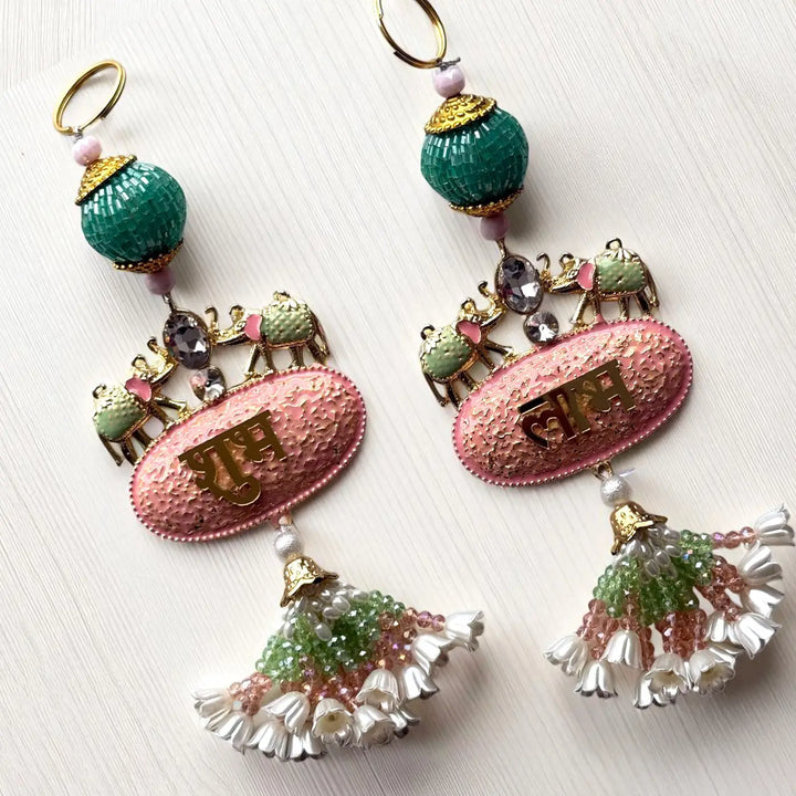 Handmade Beaded Elephant Motif Shubh Labh Hangings | Set Of 2