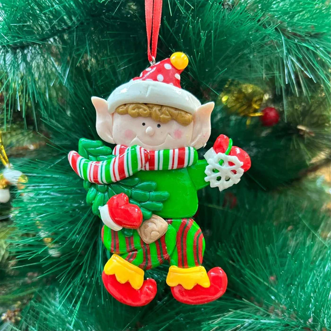 Handmade Tree Elf Clay Ornaments For Christmas Tree Decoration