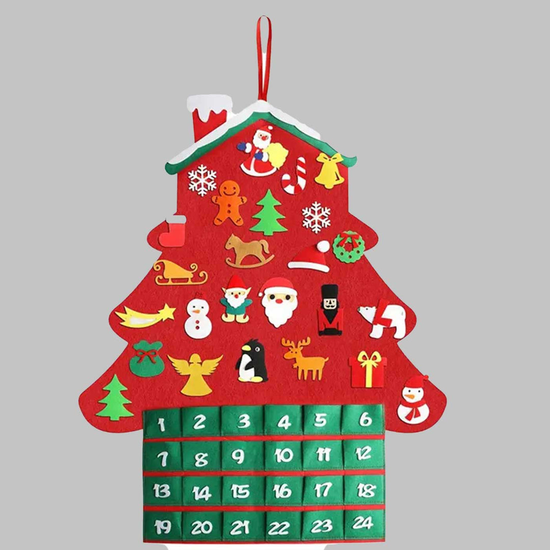 36 Inch Cottage Advent Calendar With 25 Ornaments Felt DIY Decor