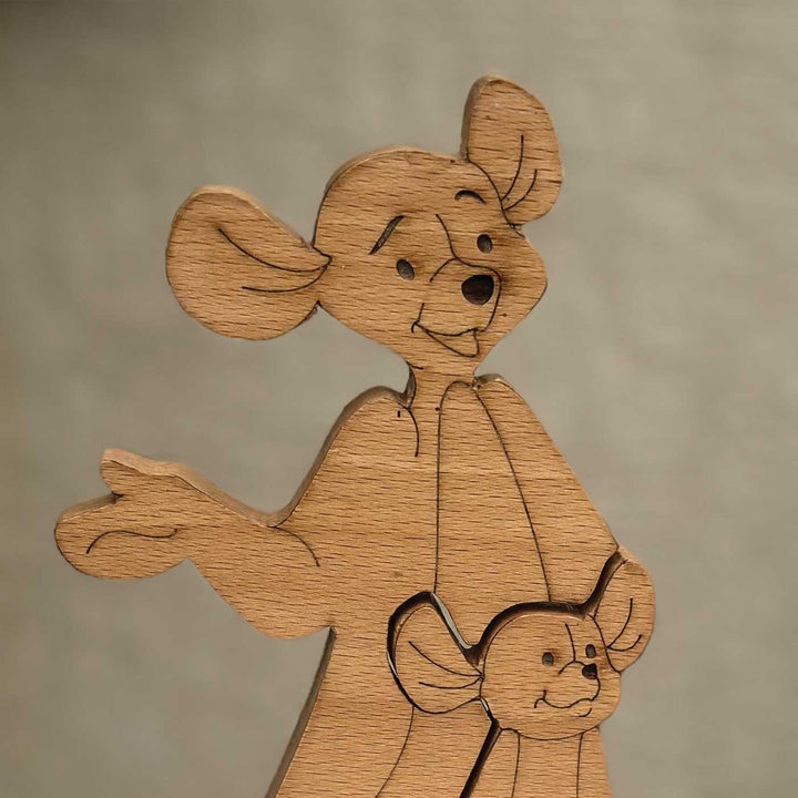 Personalized Kangaroo Mom & Baby Wooden Figurine