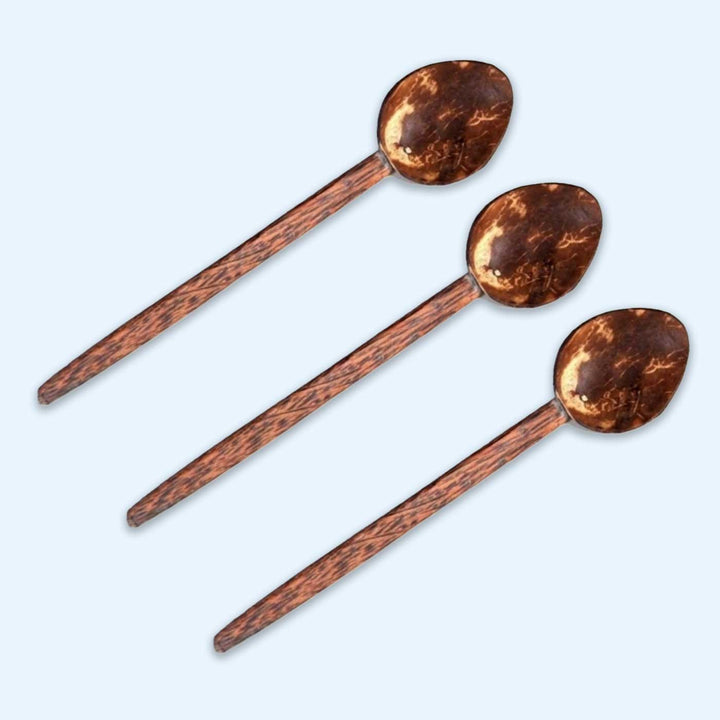 Eco-Friendly Handmade Large Coconut Shell Cooking Spoon | Set of 3