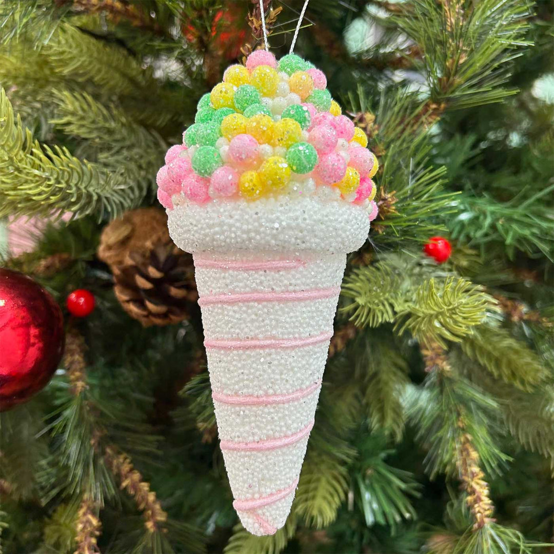 Handmade Colorful Sprinkle Swirl Icecream Thermacol Ornaments For Christmas Tree Decoration
