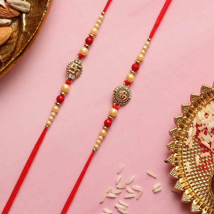 Handmade Swastik & Om Rakhi With Roli Chawal | Set Of 2