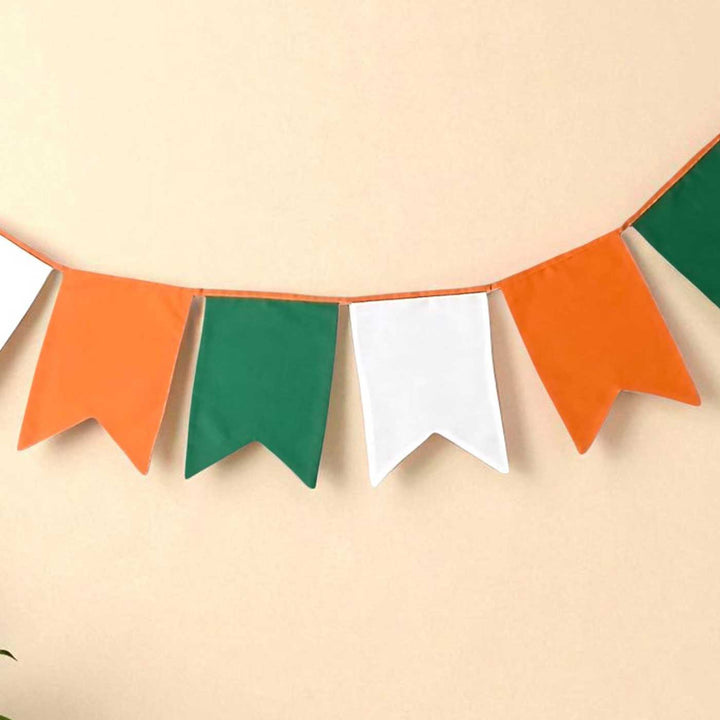 Handmade Tricolor Forked-End Inpendence/Republic Day Upcycled Fabric Bunting