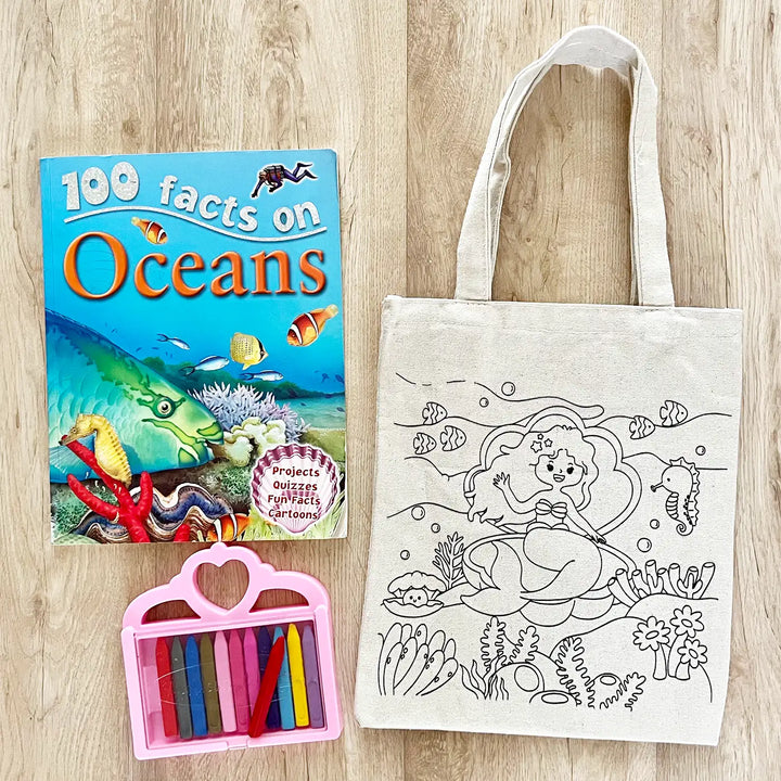 DIY Colour It Yourself Little Mermaid Cotton Kids Tote Bag