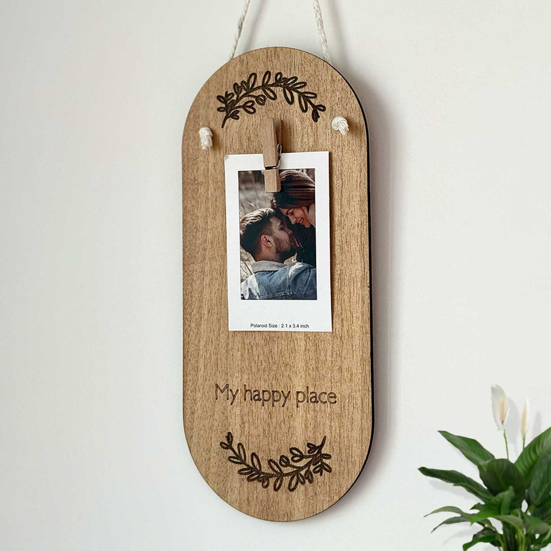 Photo Personalized "My Happy Place" Wooden Wall Hanging