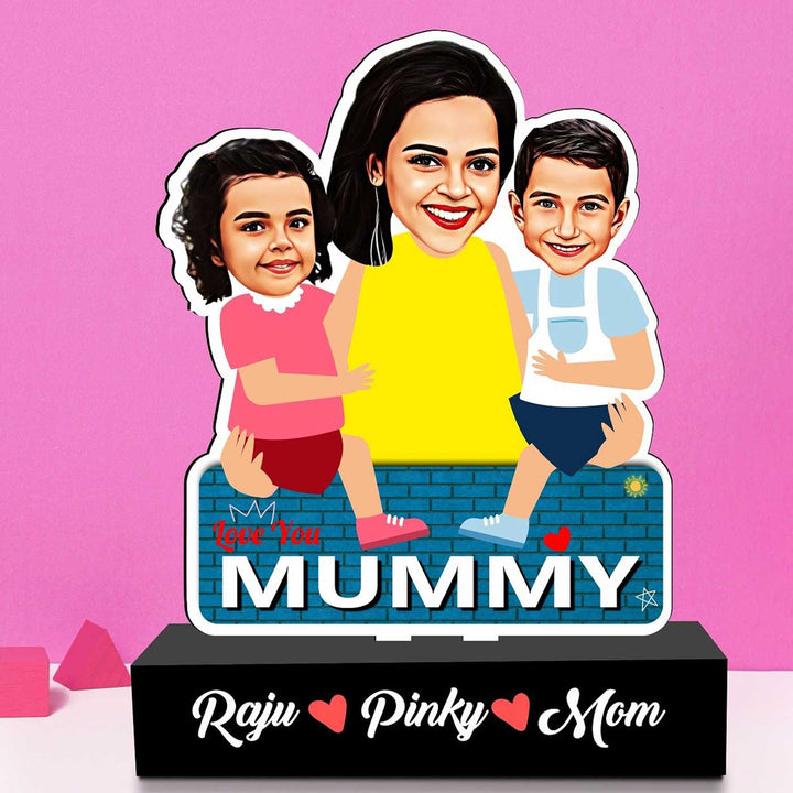 Photo Personalized Mother’S Embrace MDF Wood Caricature Cutout For Mothers