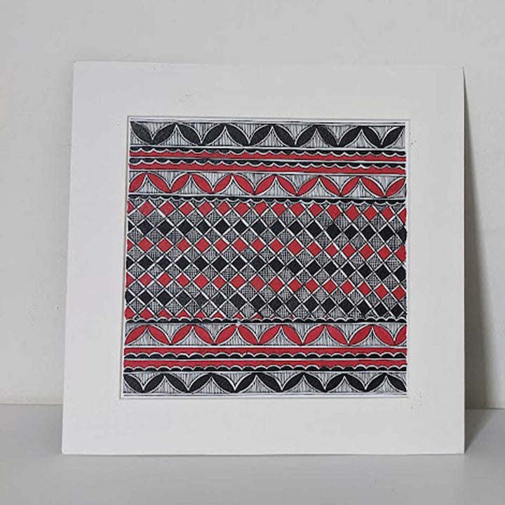 8 x 8.5 Inch | Traditional Madhubani Madhubani Style Drawing With Frame