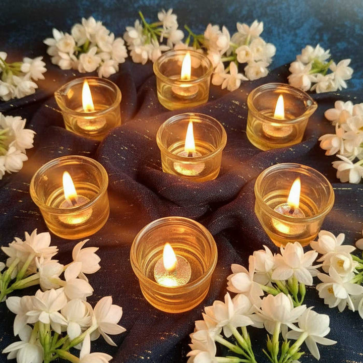 6 Pc | Noore Design Glass Diyas