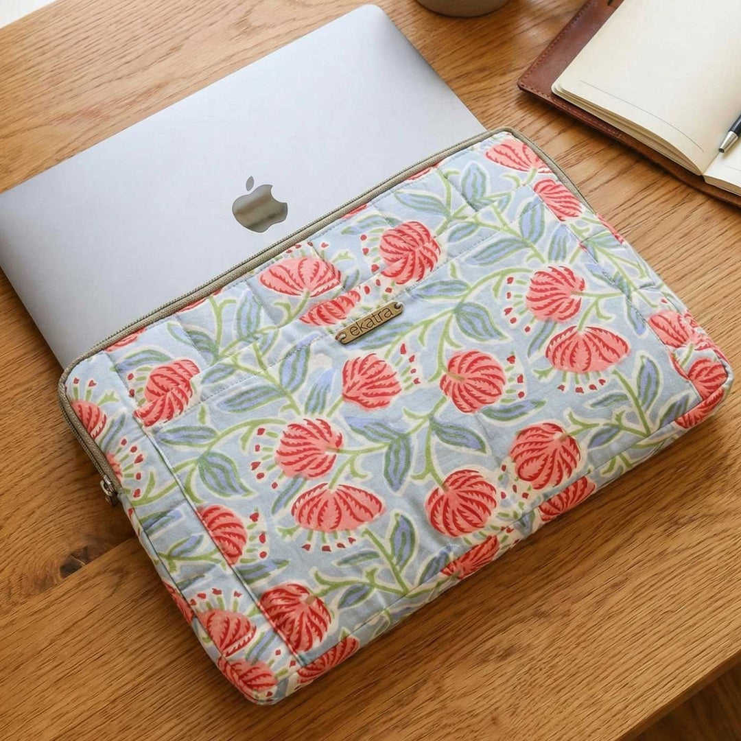 Handmade Sustainable Pastel Floral Laptop Sleeve