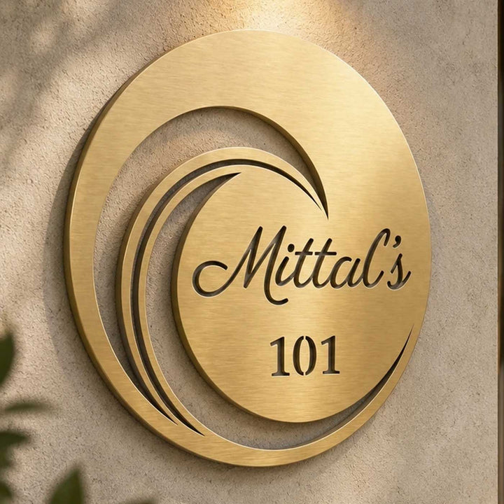 "Elite Round" Personalized Weatherproof Stainless Steel Name Plate With House Number For Home