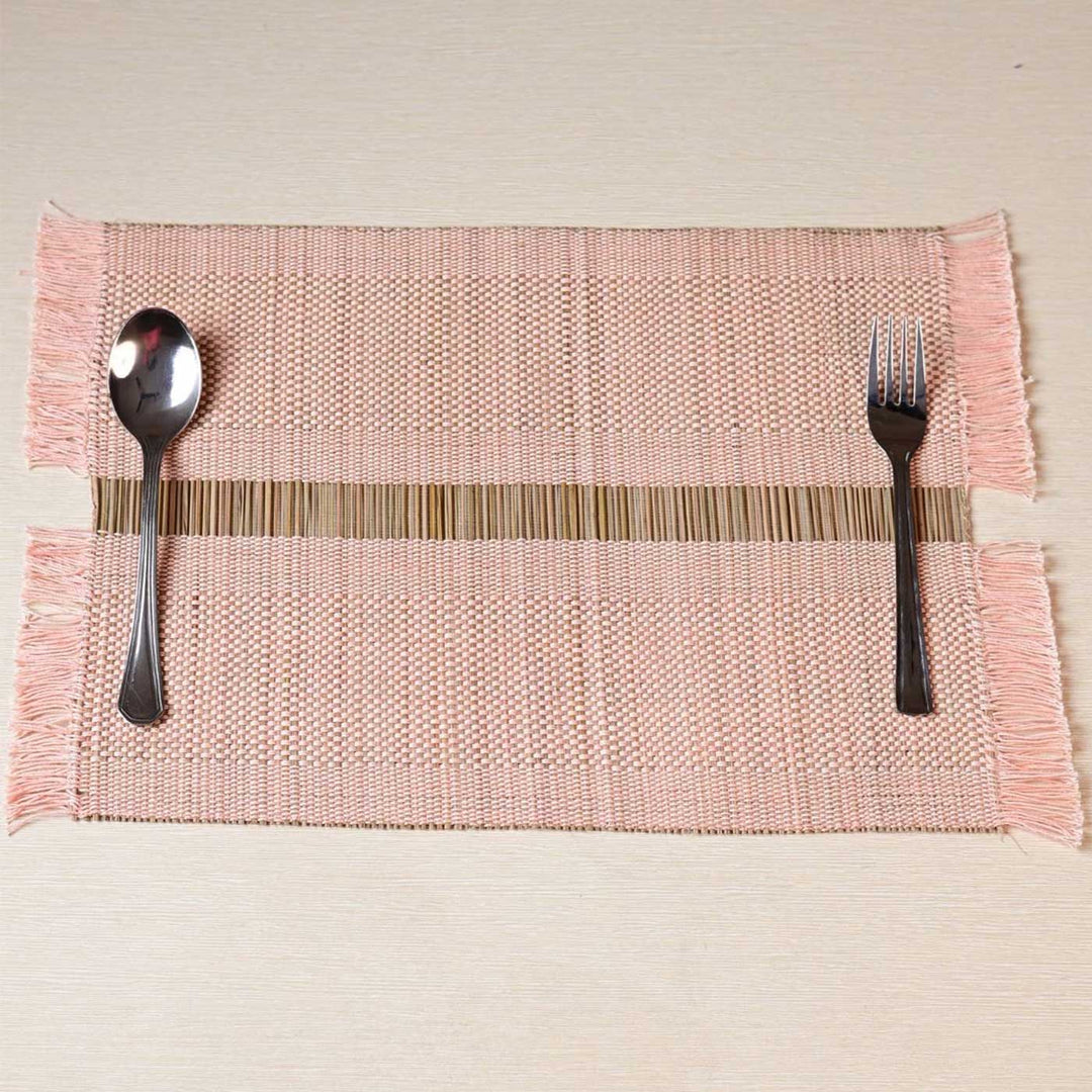 Hand Woven Double Striped Madhurkati Table Mat | 15 x 11 inch