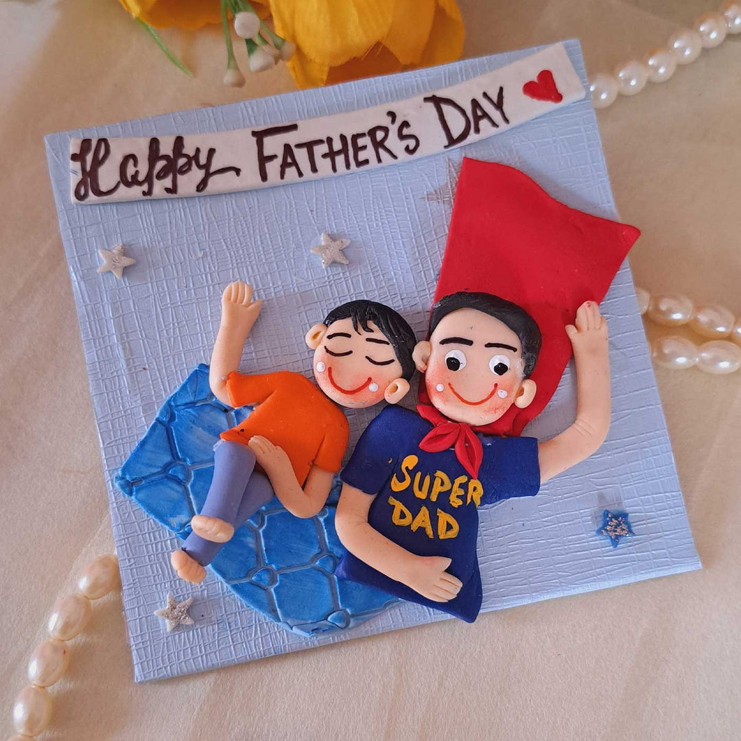 Personalized Handmade Superhero Theme Clay Fridge Magnet For Fathers