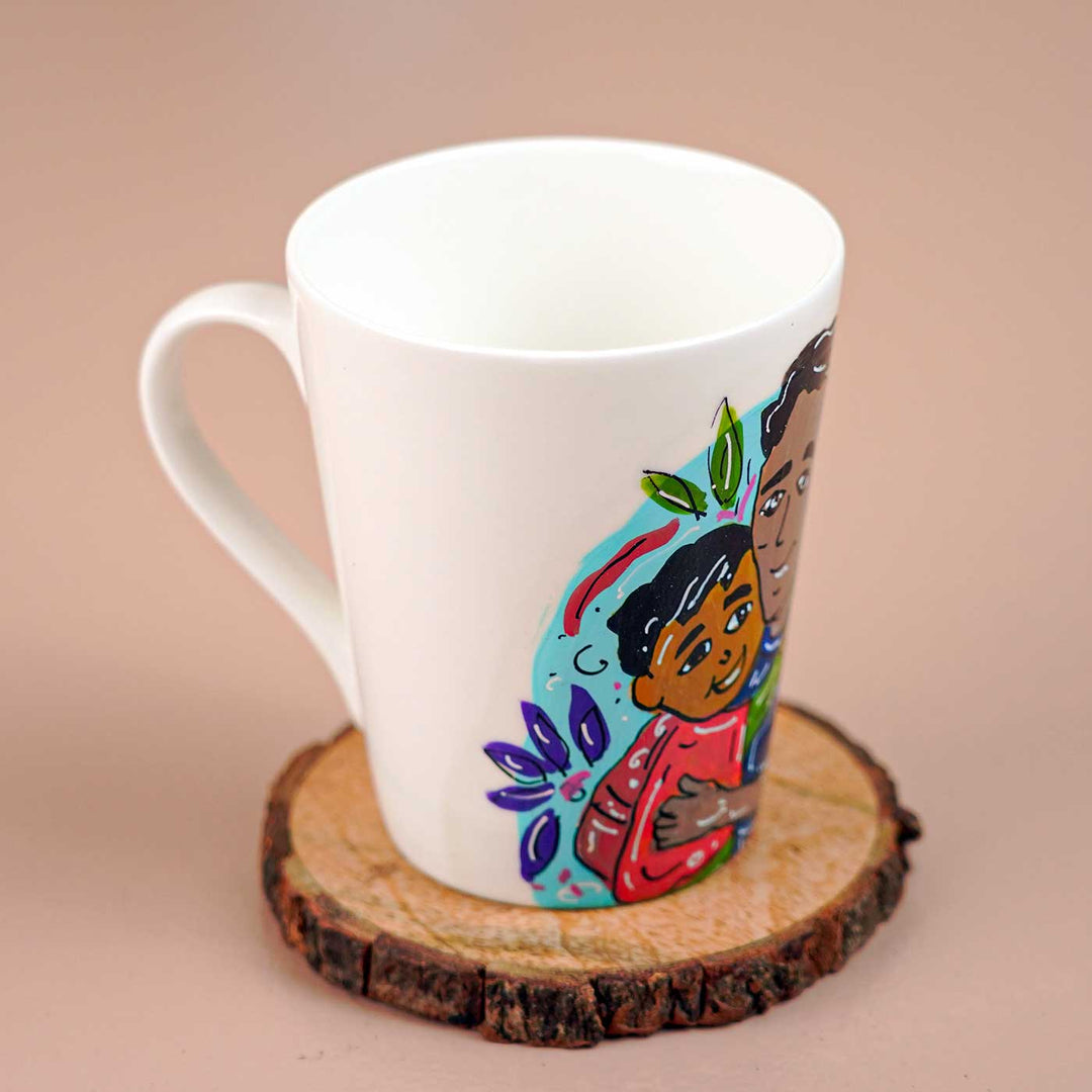 Personalized Hand-Painted Dad And Son Hugging Theme Ceramic Mug