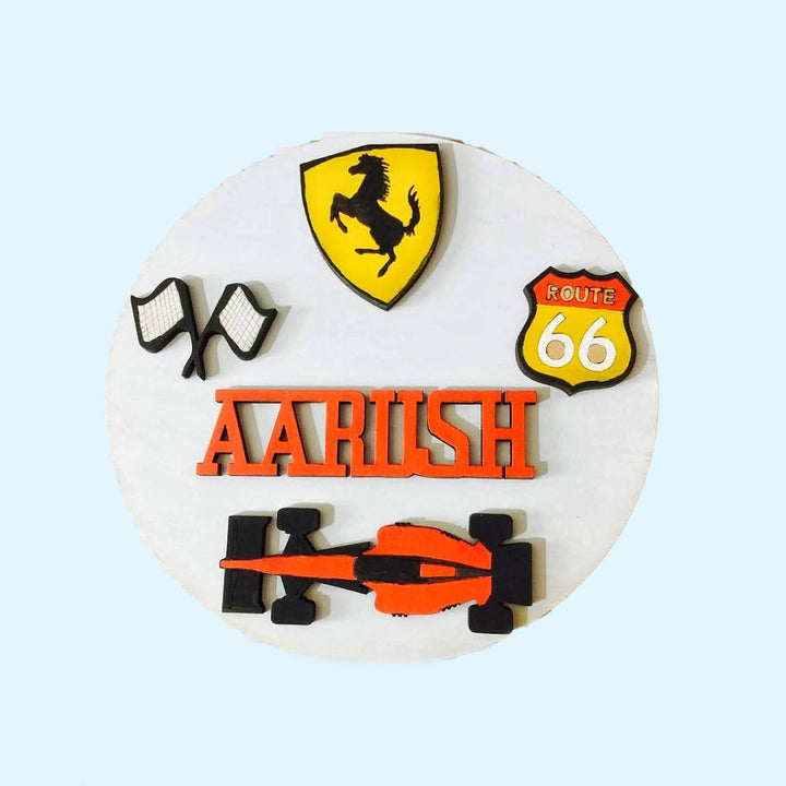 Racing Cars Theme Kids Nameplate