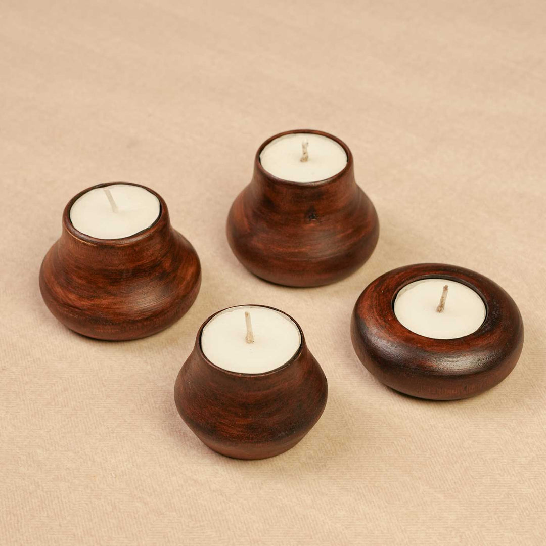 Handmade Matka Glow Reusable Hamper | Includes Matka Wooden Candles, Circle Candles, Seed Card And Outer Box | Set Of 4