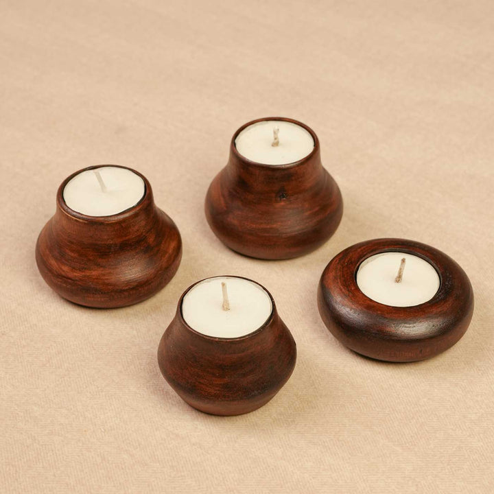 Handmade Matka Glow Reusable Hamper | Includes Matka Wooden Candles, Circle Candles, Seed Card And Outer Box | Set Of 4
