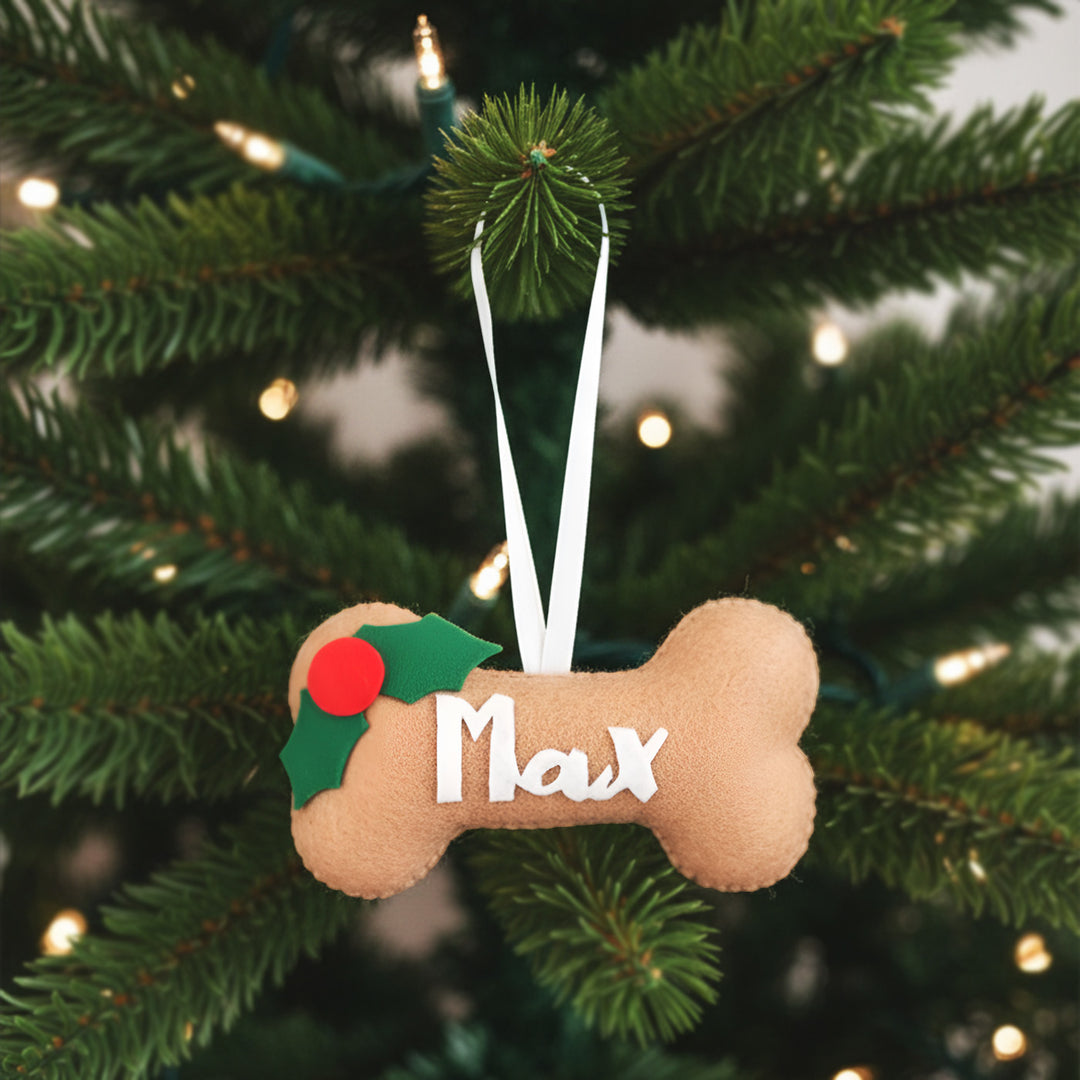 Personalized Bone Shaped Felt Ornament For Christmas Tree Decoration
