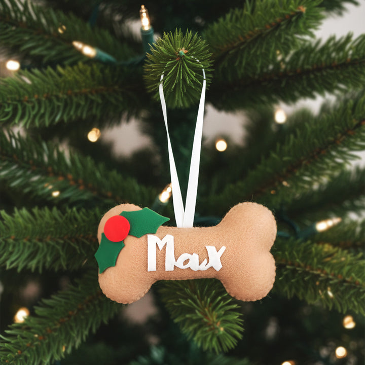 Personalized Bone Shaped Felt Ornament For Christmas Tree Decoration
