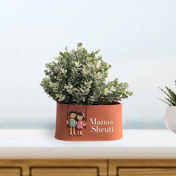 Personalized Hand-Painted Terracotta Planter For Couples