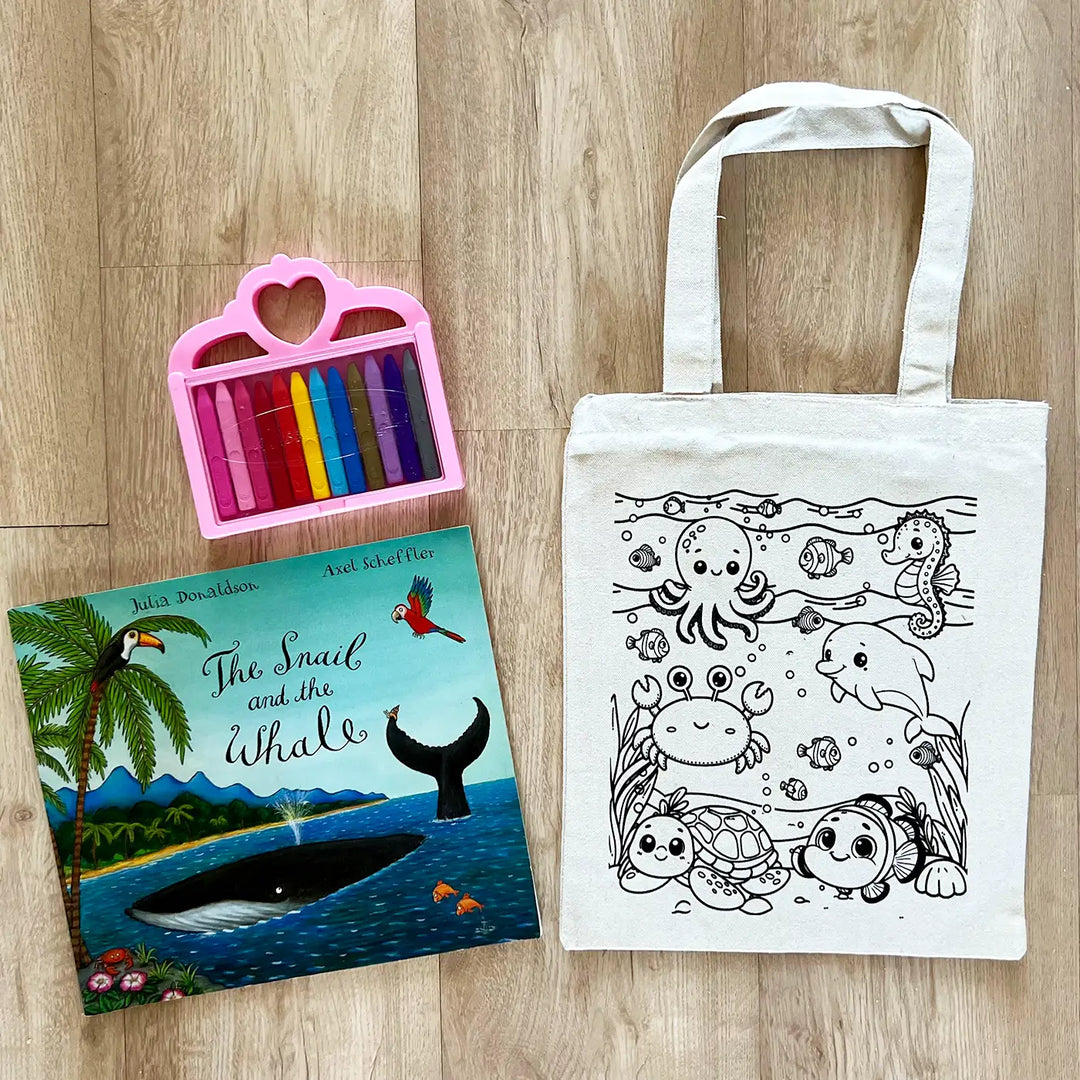 DIY Colour It Yourself Underwater World Cotton Kids Tote Bag