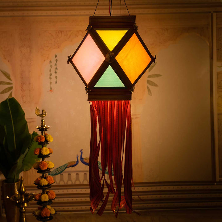 Handmade Decorative Pastel Bahurangi Premium Khun Fabric Akash Kandil/Lantern