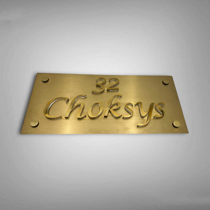 Personalized Weatherproof Rectangle Stainless Steel Name Plate With 3D Letters