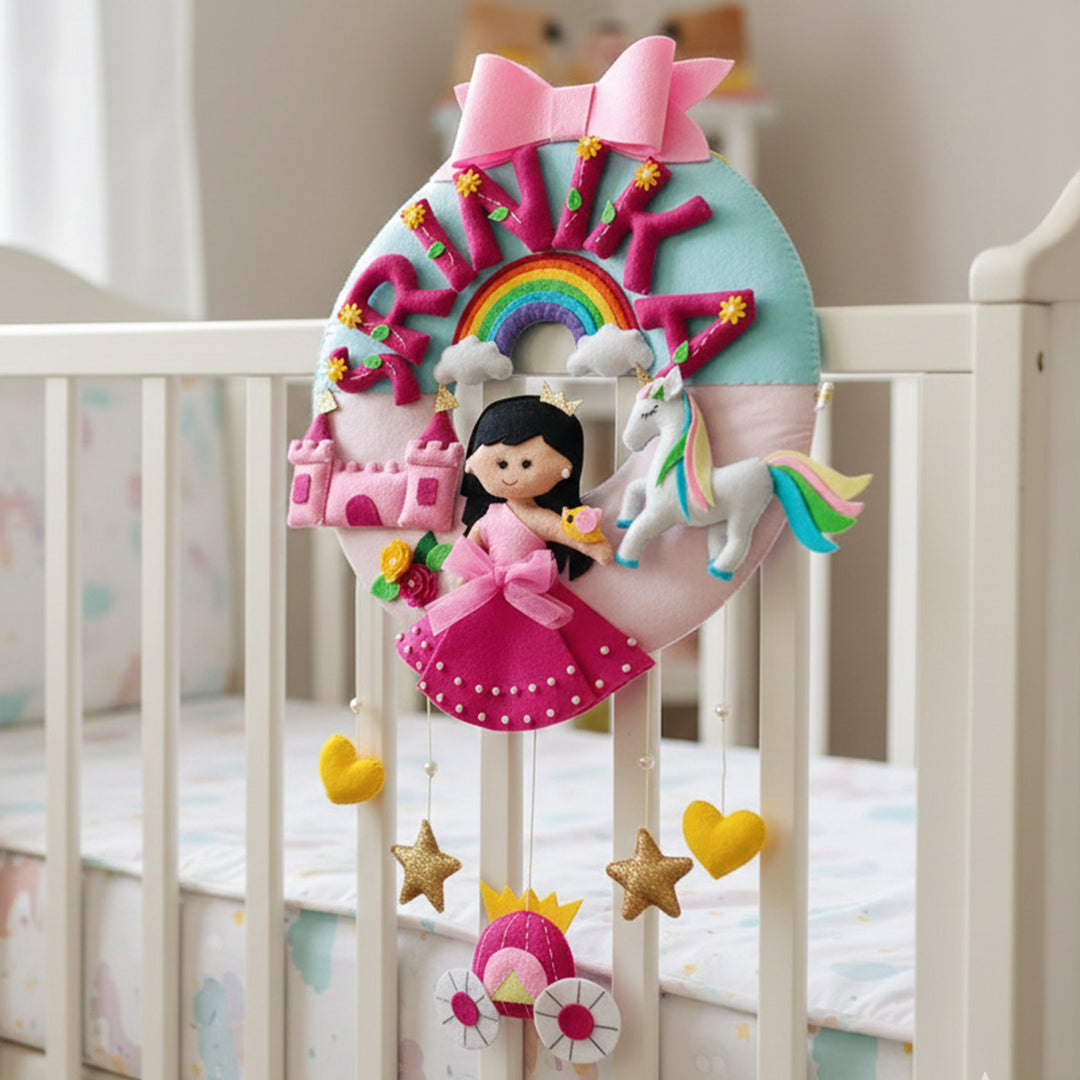 Hand-stitched Princess Theme Felt Nameplate For Girls