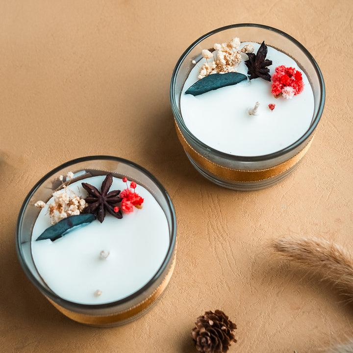 3 inch | Handmade Floral Glass Jar Candle For Decoration