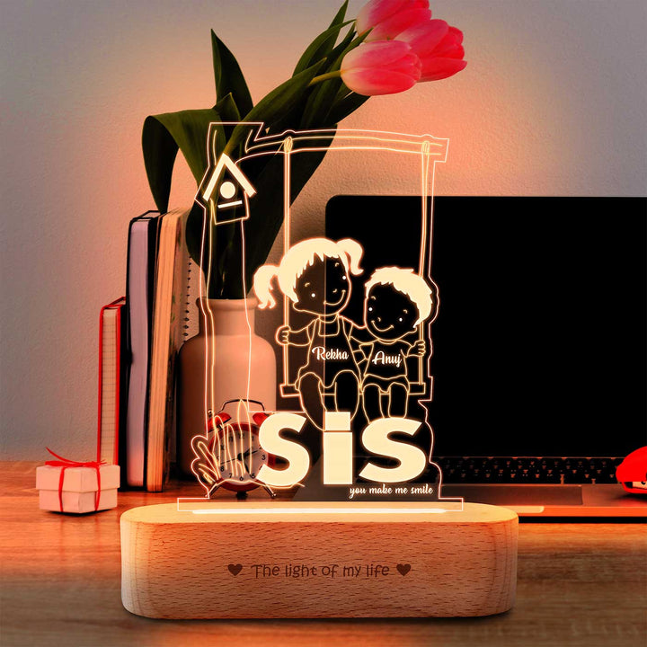 Personalized Engraved Sister Love Acrylic Table Lamp