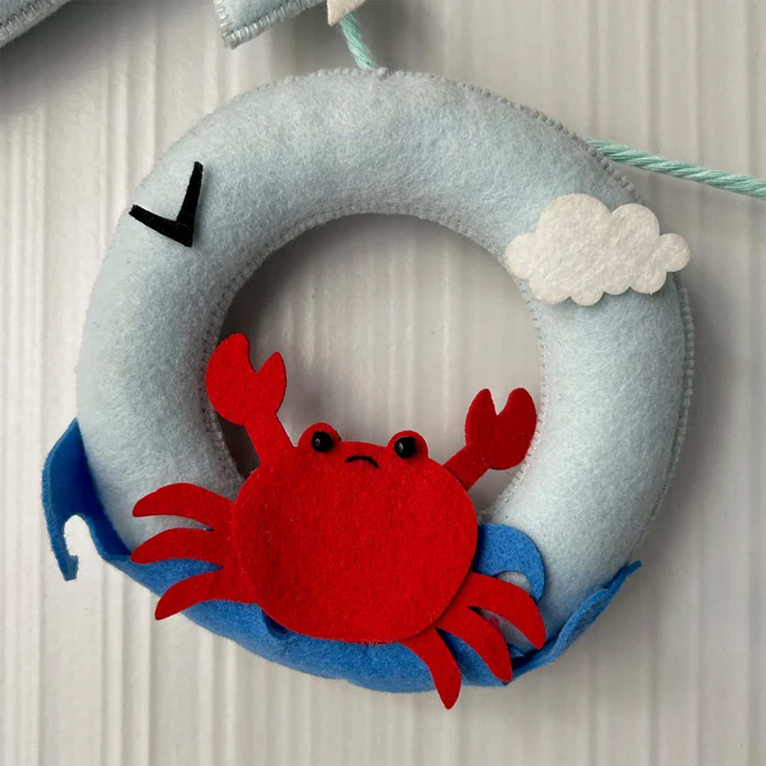 Personalized Nautical Felt Bunting Garland For Kids - Front View Hanging on Door