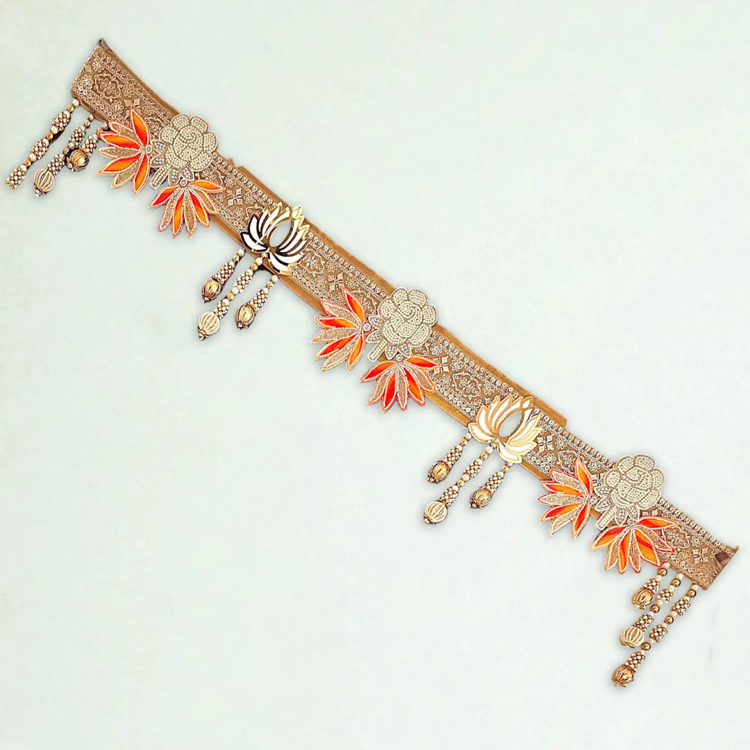 Handmade Decorative White Rose & Orange Flower Toran