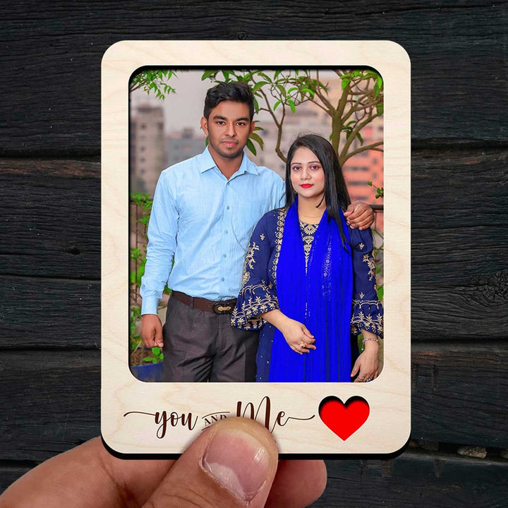 Photo Personalized Printed "You & Me" Wooden Fridge Magnet