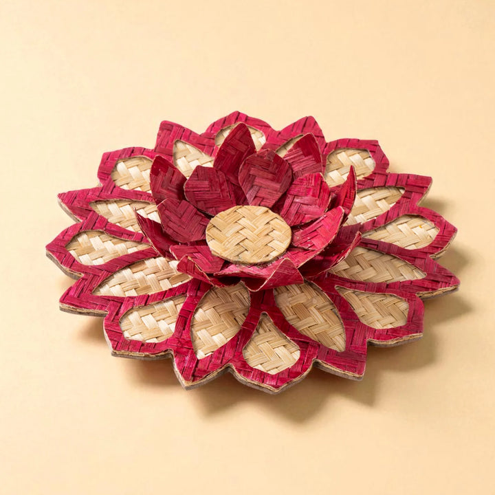 Rangoli Lotus Eco-Friendly Handmade Woven Bamboo Tealight Holder