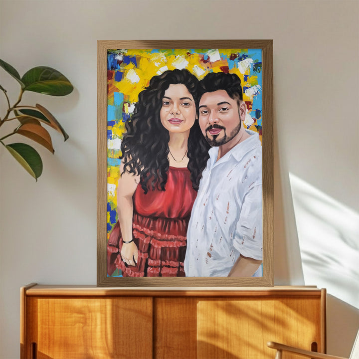 Photo Personalized Hand Painted Portrait With Premium Wooden Frame