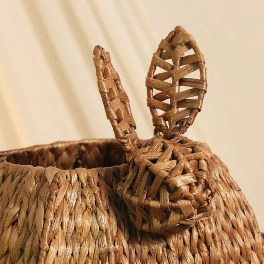 Handmade Water Hyacinth Bunny Rabbit Basket