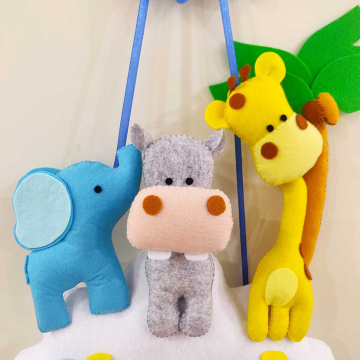 Personalized Handmade Animals In Tropical Island Theme Felt Kids Name Plate