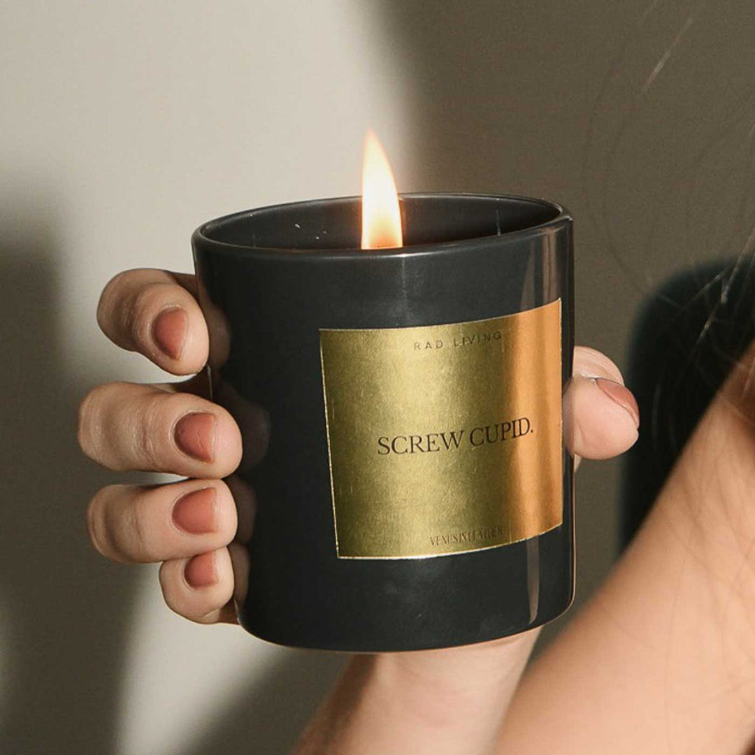 Hand Poured Screw Cupid, Venus in Leather Scented Soy Wax Candle