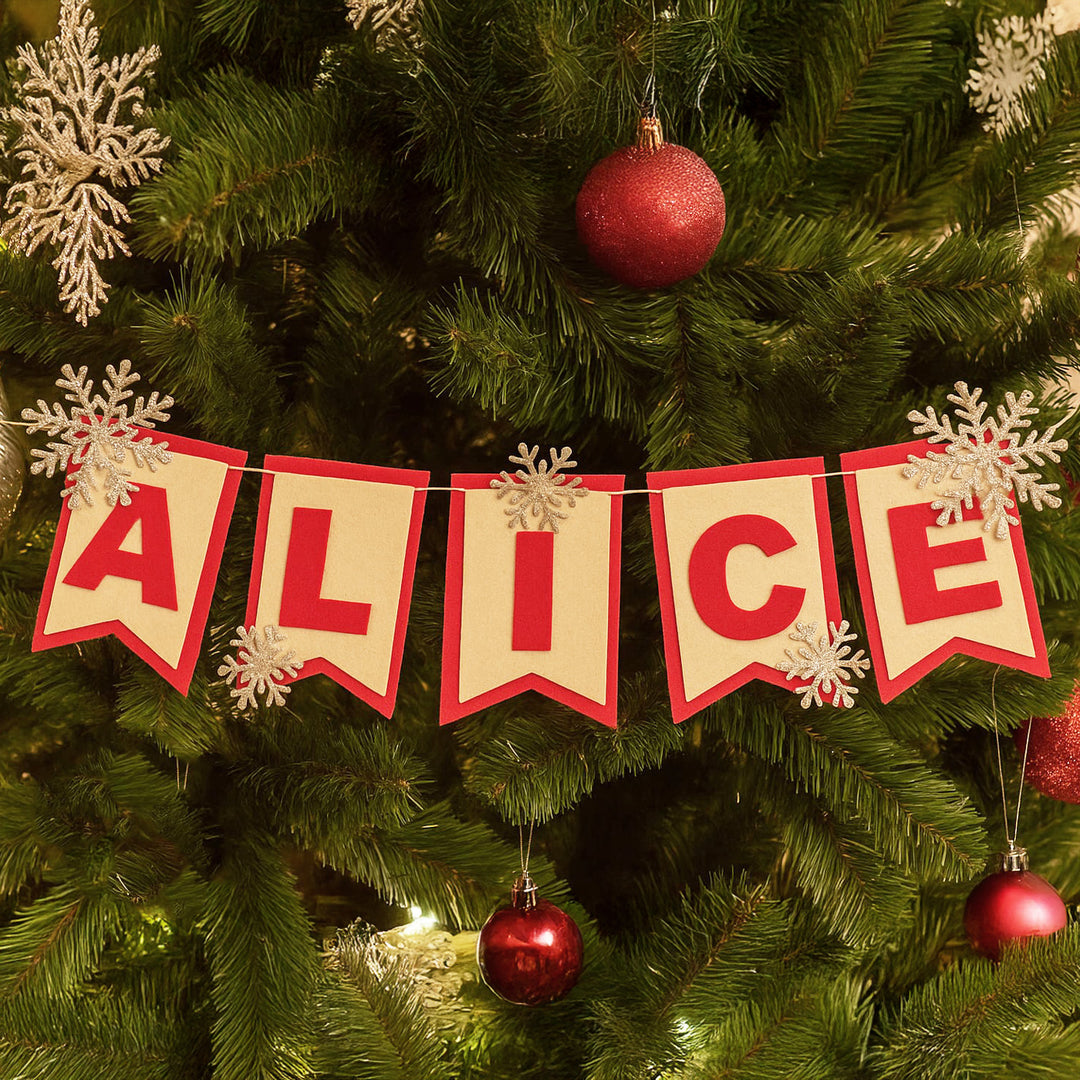 Personalized Snowflake Theme Felt Bunting For Christmas Tree Decoration