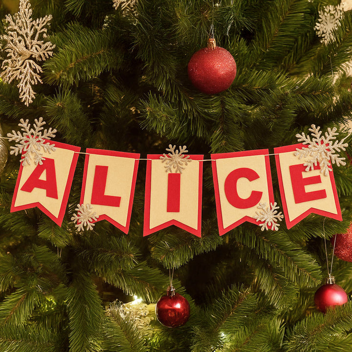 Personalized Snowflake Theme Felt Bunting For Christmas Tree Decoration