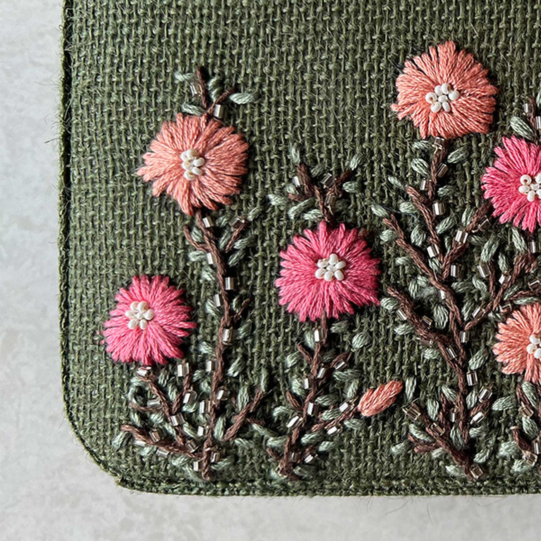 Personalized Embroidered Olive Box Clutch