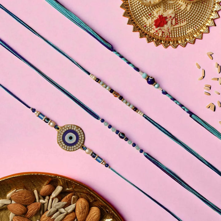 Handmade Evil Eye Rakhi With Roli Chawal | Set Of 4