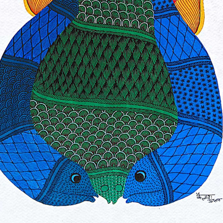 11 x 15 Inch | Circle of Life | Original Hand painted Tribal Gond Art Painting | Acrylic Paints On Paper