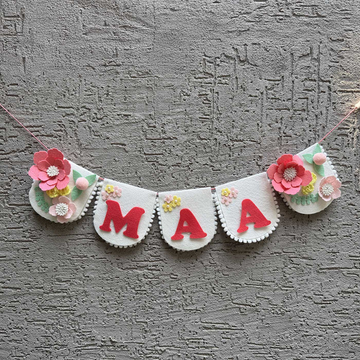 Personalized Handmade Floral Theme Felt Bunting