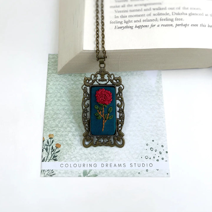 Hand Embroidered Whispered Memory Antique Finish Necklace