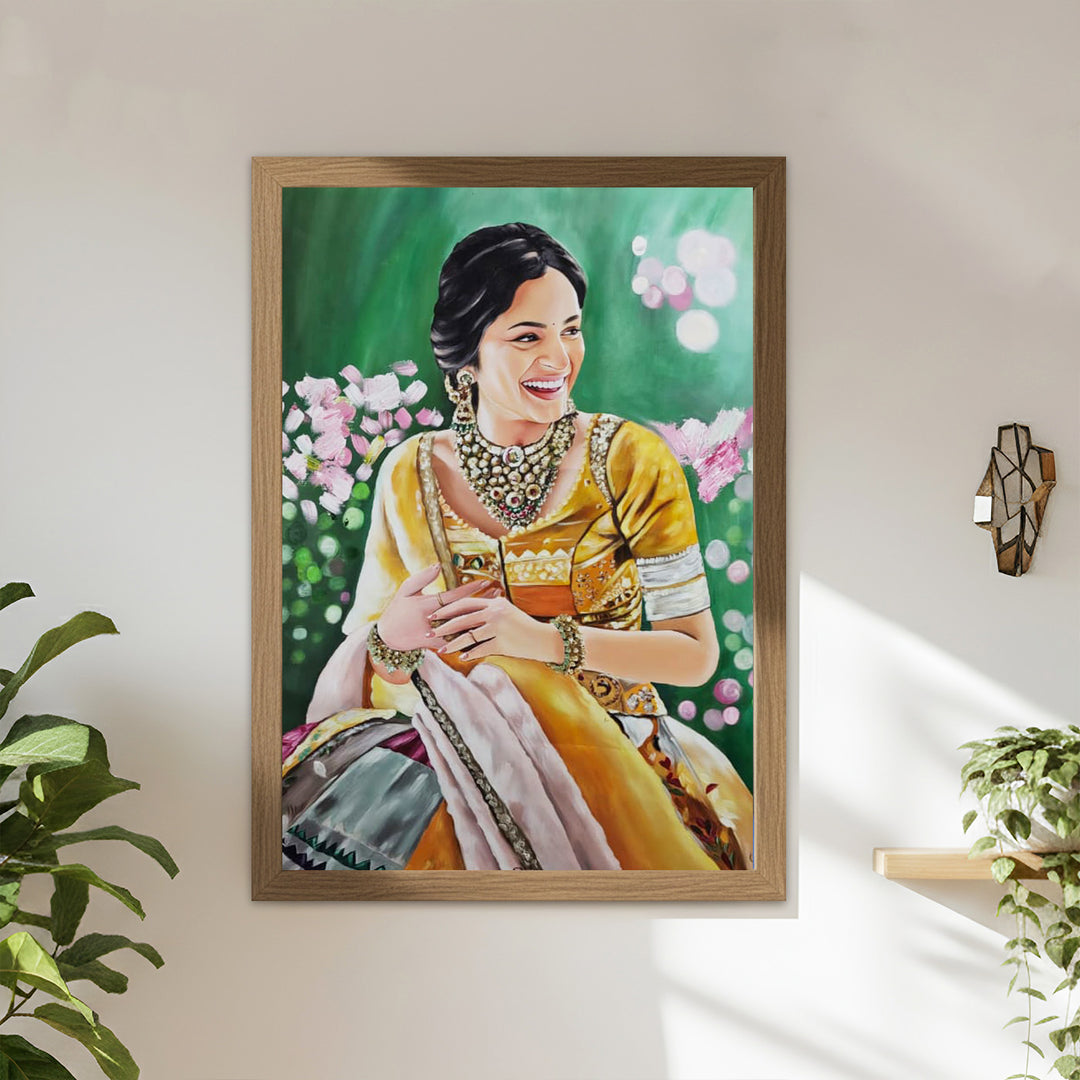 Photo Personalized Hand Painted Portrait With Premium Wooden Frame