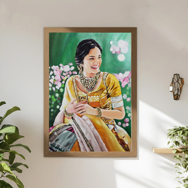 Photo Personalized Hand Painted Portrait With Premium Wooden Frame