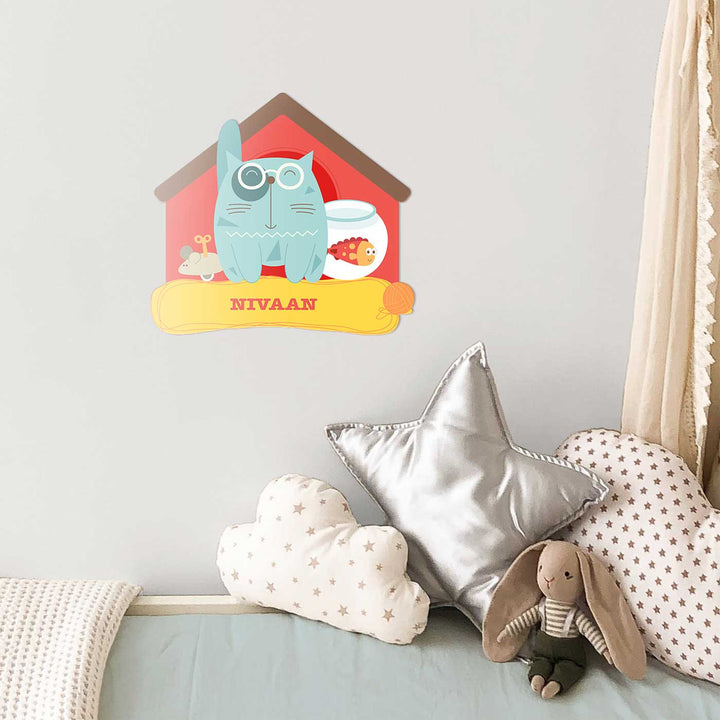 Personalized Kitty Cat Theme Acrylic Kids Name Plate