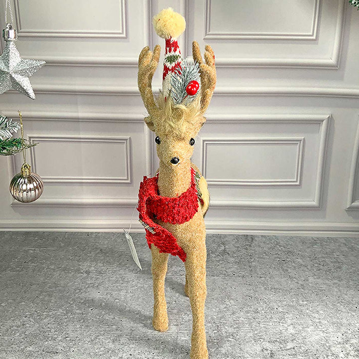 Themed Brown Deer Woolen Decor For Christmas Table Decoration