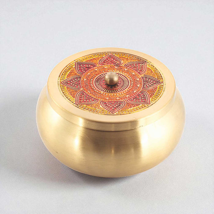 Hand-Painted Puri Kuliya Brass Storage Container
